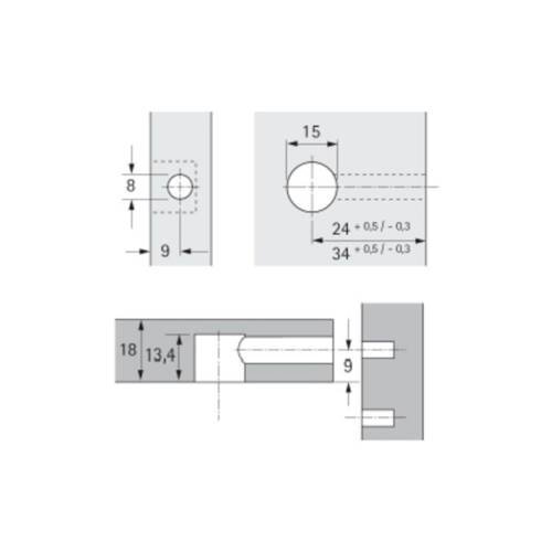 Verbindungsbeschlag Hettich Rastex 15/18